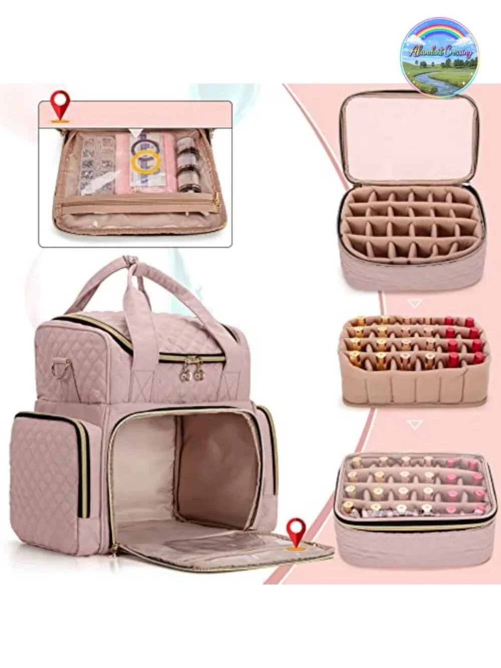 Quilted Nail Polish Organizer Case Holds 48 Bottles & UV Lamp Storage Travel